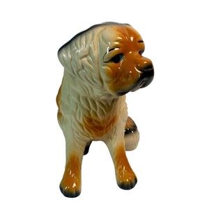 Vintage Saint Bernard Puppy Dog Ceramic Figurine Bank 10 in